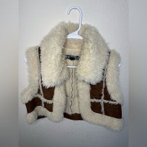 Static Shearling Brown Suede and Fur Coat. Never Worn. Size Large.